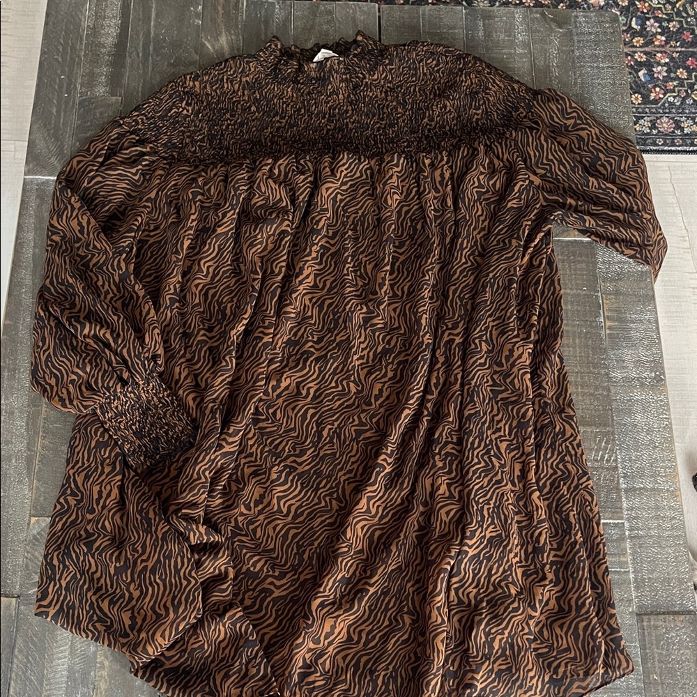 Animal Print Long Sleeve Midi dress